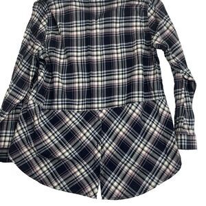 G.H. Bass & Co. Women's Plaid Blouse Shirt 100% Cotton Blue White Pink Size  XXL